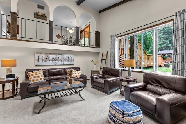 8409 Knollwood Dr, Mounds View, MN 55112 - carpeted living area with a high ceiling