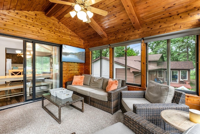 8409 Knollwood Dr, Mounds View, MN 55112 - sunroom featuring ceiling fan and an outdoor hangout area
