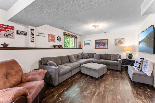 8409 Knollwood Dr, Mounds View, MN 55112 - living room with dark wood finished floors and a textured ceiling