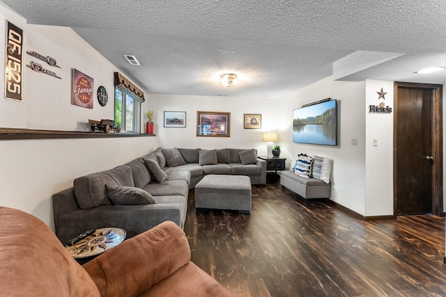 8409 Knollwood Dr, Mounds View, MN 55112 - living room with wood finished floors, a textured ceiling, and baseboards