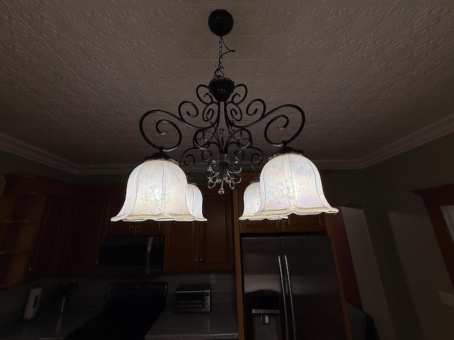 78994 160th St, Sacred Heart, MN 56285 - detailed view of appliances with stainless steel finishes and a chandelier