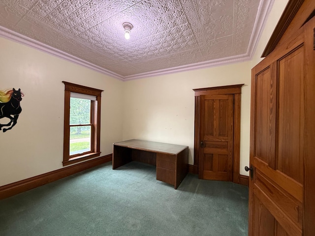 78994 160th St, Sacred Heart, MN 56285 - unfurnished office featuring carpet, an ornate ceiling, and baseboards