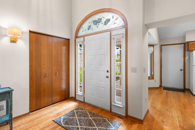 4540 Niagara Ln N, Plymouth, MN 55446 - foyer featuring light wood finished floors and a towering ceiling