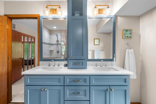 4540 Niagara Ln N, Plymouth, MN 55446 - bathroom featuring double vanity and tiled shower