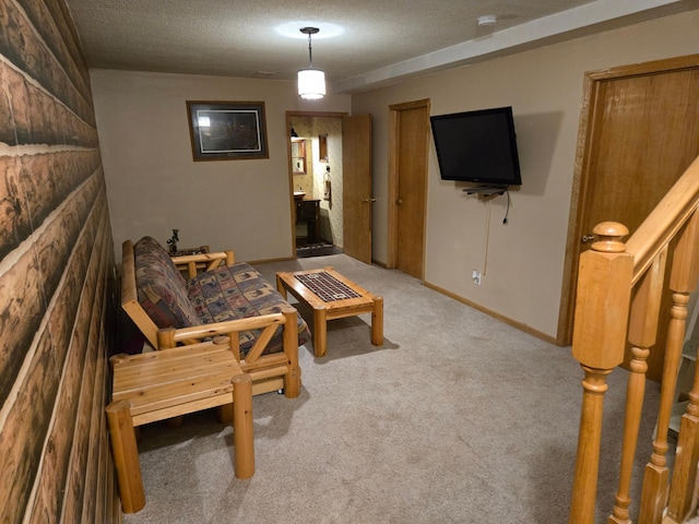 44416 Georgia Ave, Harris, MN 55032 - carpeted living room with a textured ceiling