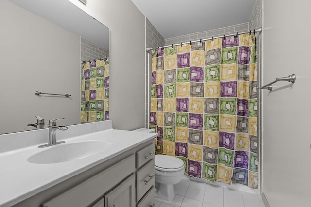11960 Albavar Path, Inver Grove Heights, MN 55077 - full bathroom with vanity, toilet, tile patterned flooring, and curtained shower
