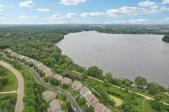 18482 Aubrie Ct, Eden Prairie, MN 55347 - aerial view of residential area featuring a large body of water and a heavily wooded area