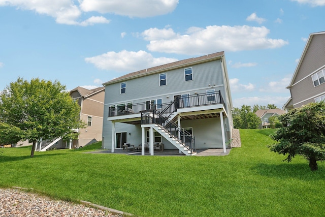 18482 Aubrie Ct, Eden Prairie, MN 55347 - back of property featuring stairs, a patio, a deck, and a yard