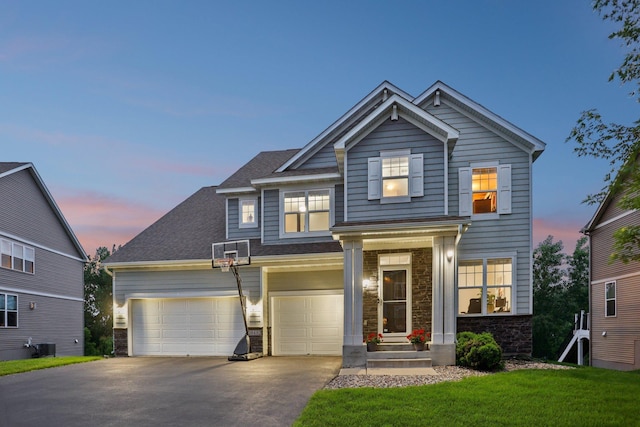 18482 Aubrie Ct, Eden Prairie, MN 55347 - craftsman inspired home with concrete driveway and stone siding