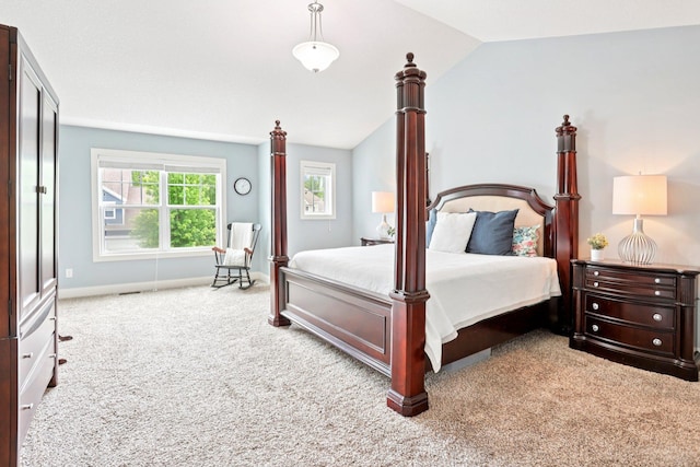 18482 Aubrie Ct, Eden Prairie, MN 55347 - bedroom featuring carpet floors and vaulted ceiling
