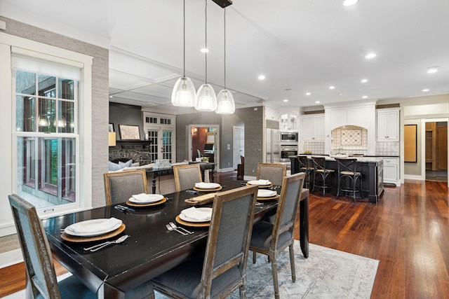 1501 June Ave S, Golden Valley, MN 55416 - dining space with dark wood-style flooring and recessed lighting