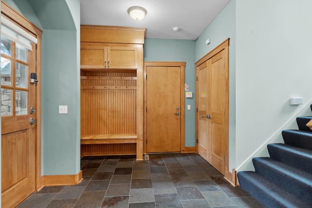 1501 June Ave S, Golden Valley, MN 55416 - mudroom featuring baseboards and dark stone finish floors