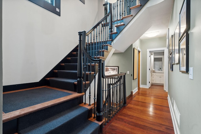 1501 June Ave S, Golden Valley, MN 55416 - stairs with wood finished floors and a high ceiling