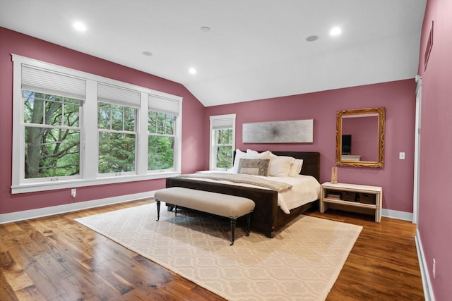 1501 June Ave S, Golden Valley, MN 55416 - bedroom featuring lofted ceiling, wood finished floors, and recessed lighting