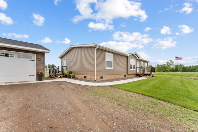 16536 Hook Cir, Pokegama Twp, MN 55030 - view of side of property with crawl space, a lawn, and dirt driveway