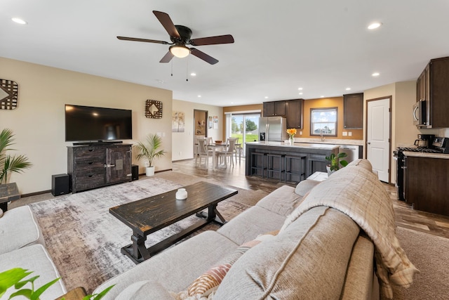 16536 Hook Cir, Pokegama Twp, MN 55030 - living area with a ceiling fan and recessed lighting