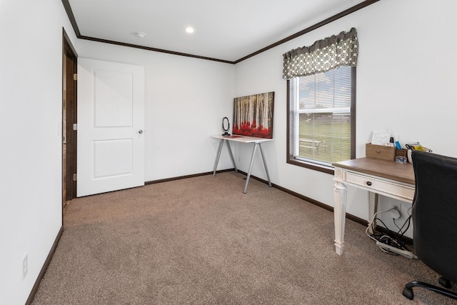 16536 Hook Cir, Pokegama Twp, MN 55030 - carpeted office space with ornamental molding and baseboards