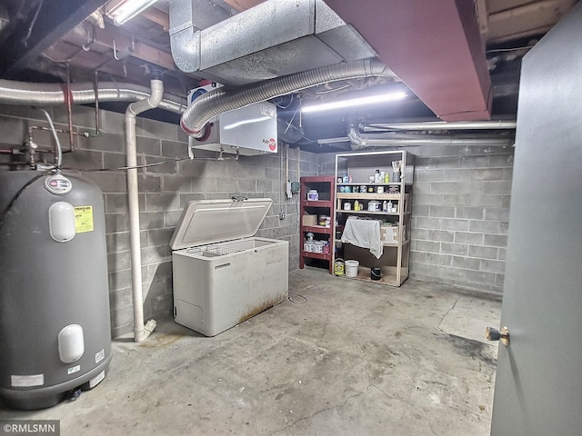 318 Alder Rd, Lynden Twp, MN 55382 - unfinished basement with water heater and concrete block wall