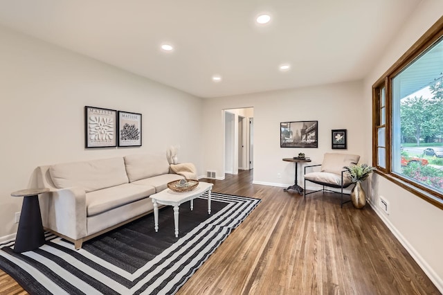 6318 Perry Ave N, Brooklyn Center, MN 55429 - living room featuring wood finished floors and recessed lighting