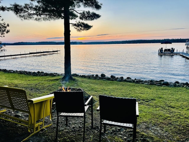12332 Manhattan Point Blvd, Crosslake, MN 56442 - view of yard featuring a water view and a boat dock