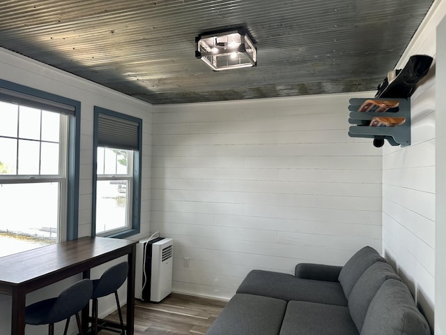 12332 Manhattan Point Blvd, Crosslake, MN 56442 - dining room featuring wood finished floors and wooden ceiling