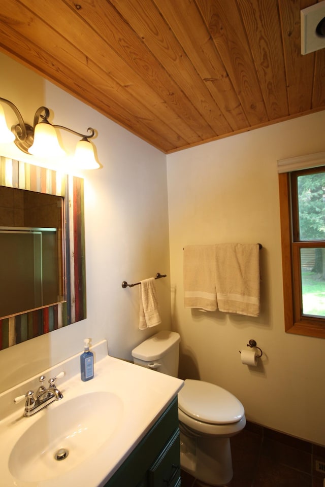 12332 Manhattan Point Blvd, Crosslake, MN 56442 - full bath featuring vanity, wooden ceiling, tile patterned floors, and a shower with shower door