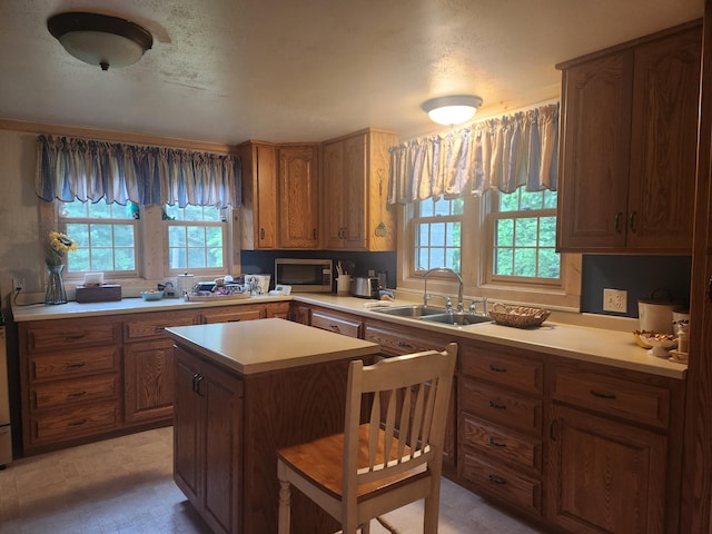 23064 Pearl Lake Rd, Lake View Twp, MN 56501 - kitchen with a sink, stainless steel microwave, healthy amount of natural light, and light countertops