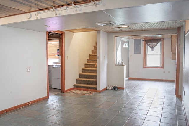 2161 Ross Ave E, Saint Paul, MN 55119 - below grade area featuring stairs and washer / clothes dryer