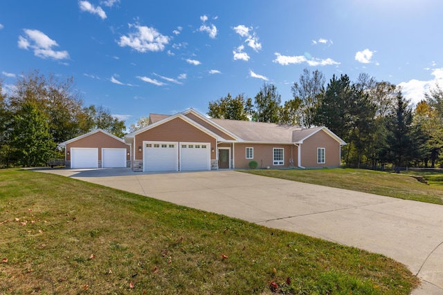 1614 8th St, Grand Rapids, MN 55744 - ranch-style house with driveway, a front yard, and a garage