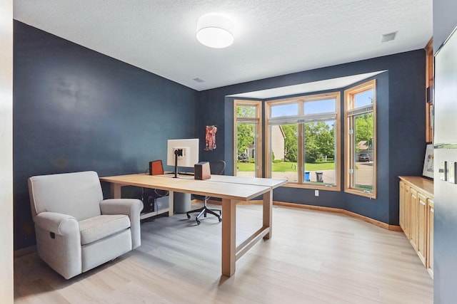 18715 24th Ave N, Plymouth, MN 55447 - office area with light wood finished floors, baseboards, and a textured ceiling