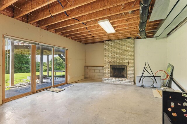 18715 24th Ave N, Plymouth, MN 55447 - basement featuring a brick fireplace