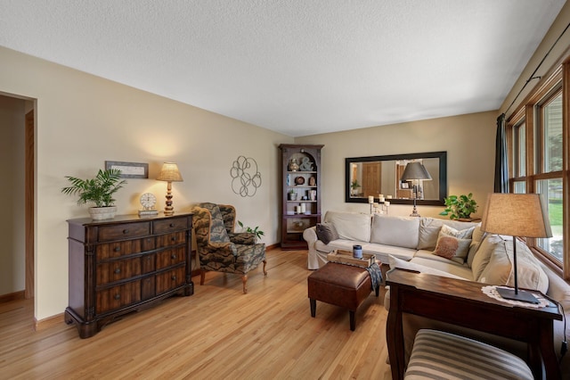 9452 Stevens Ave S, Bloomington, MN 55420 - living area with light wood-style flooring, baseboards, and a textured ceiling