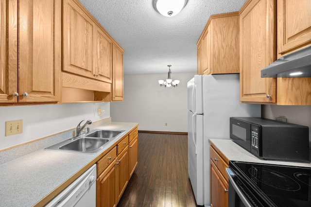 2800 Hillsboro Ave N Unit 214, New Hope, MN 55427 - kitchen with black microwave, dishwasher, dark wood finished floors, light countertops, and a textured ceiling