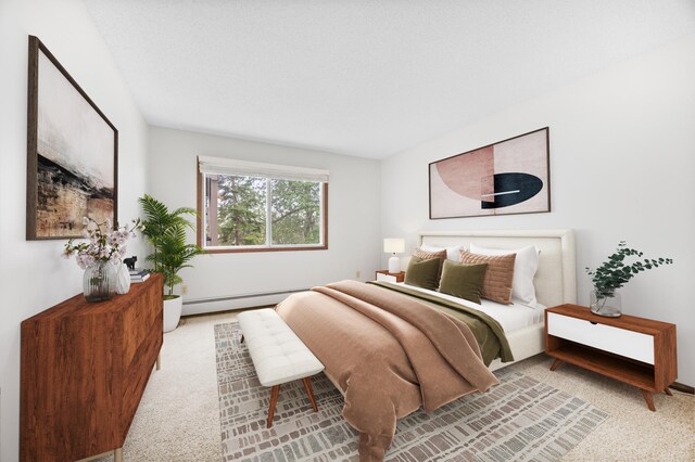2800 Hillsboro Ave N Unit 214, New Hope, MN 55427 - bedroom featuring a baseboard radiator and carpet floors