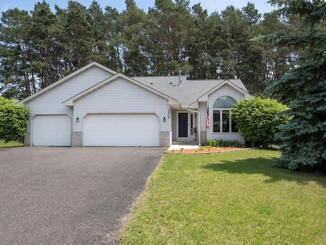 5956 Norway Pine Ct, White Bear Twp, MN 55110 - ranch-style house featuring driveway, a garage, a front lawn, and a shingled roof