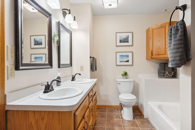 1590 Fountain Ln, Waconia, MN 55387 - bathroom with double vanity, a bath, and tile patterned flooring