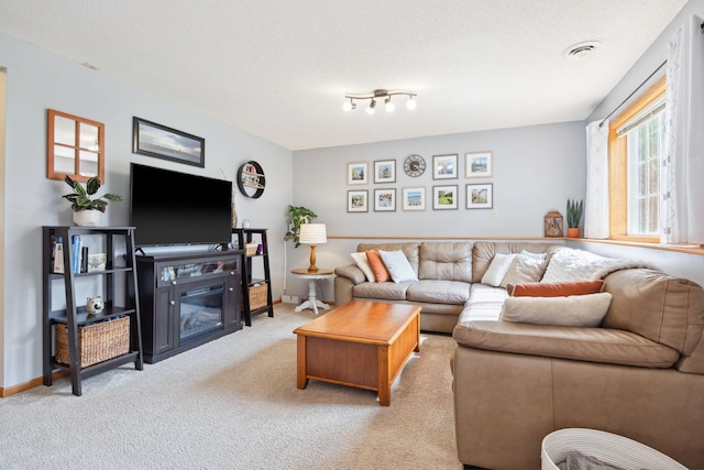 1590 Fountain Ln, Waconia, MN 55387 - living area with carpet and a textured ceiling