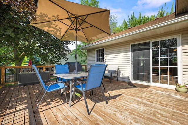 1590 Fountain Ln, Waconia, MN 55387 - wooden deck featuring outdoor dining area