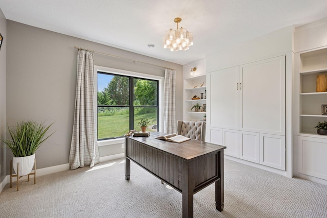 11278 Eastwood Ave SE, Delano, MN 55328 - office space featuring light colored carpet, a chandelier, and built in shelves