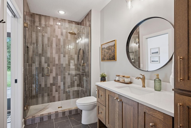 11278 Eastwood Ave SE, Delano, MN 55328 - bathroom with vanity, a shower stall, and marble look tile flooring