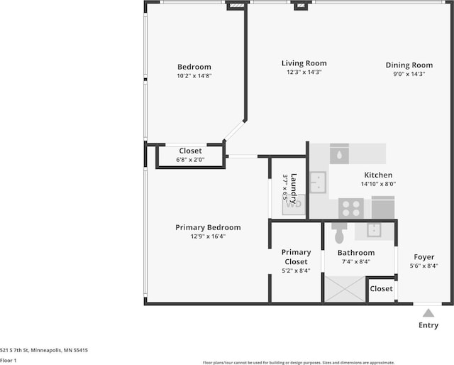 521 7th St Unit 416, Minneapolis, MN 55415 - view of floor plan / room layout