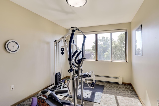 1901 Emerson Ave S Unit 104, Minneapolis, MN 55403 - exercise area featuring baseboard heating and carpet flooring