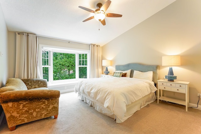 448 3rd St, Excelsior, MN 55331 - bedroom with vaulted ceiling, light colored carpet, and a ceiling fan