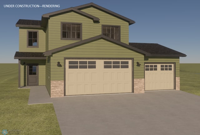 3724 27th St S, Moorhead, MN 56560 - view of front facade with concrete driveway, a front lawn, and a garage