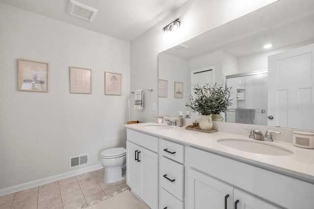 1517 Timberwood Ln, West Saint Paul, MN 55118 - bathroom featuring double vanity, tile patterned floors, and a stall shower