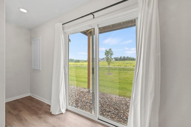 1517 Timberwood Ln, West Saint Paul, MN 55118 - doorway to outside featuring wood finished floors and recessed lighting
