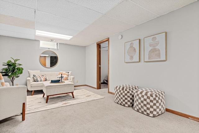 4618 Jefferson St NE, Columbia Heights, MN 55421 - carpeted living room with a drop ceiling and baseboards