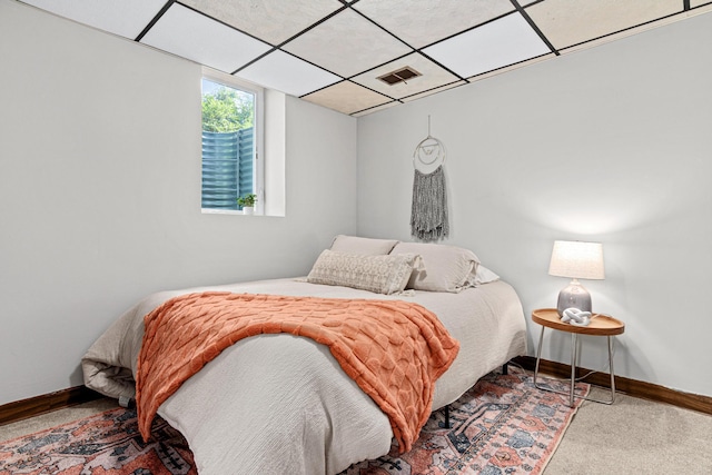 4618 Jefferson St NE, Columbia Heights, MN 55421 - bedroom with baseboards, carpet floors, and a drop ceiling