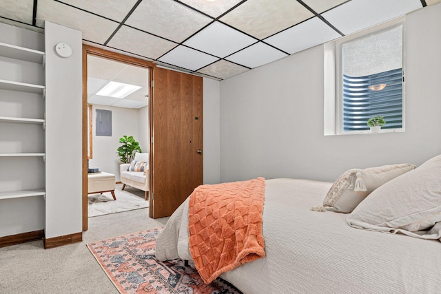 4618 Jefferson St NE, Columbia Heights, MN 55421 - carpeted bedroom with electric panel, a drop ceiling, and baseboards