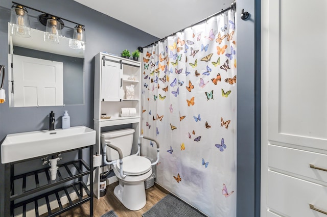 1641 Possum Way, New Richmond, WI 54017 - full bath with wood finished floors and a shower with shower curtain